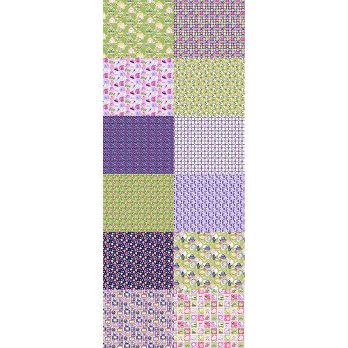 FAT QTR COZY COTTAGE PINK/PURPLE (12) PK OF 5 EA