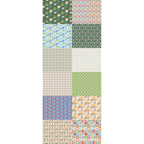 FAT QTR COZY COTTAGE RED/ BLUE/YELLOW (12) PK OF 5 EA