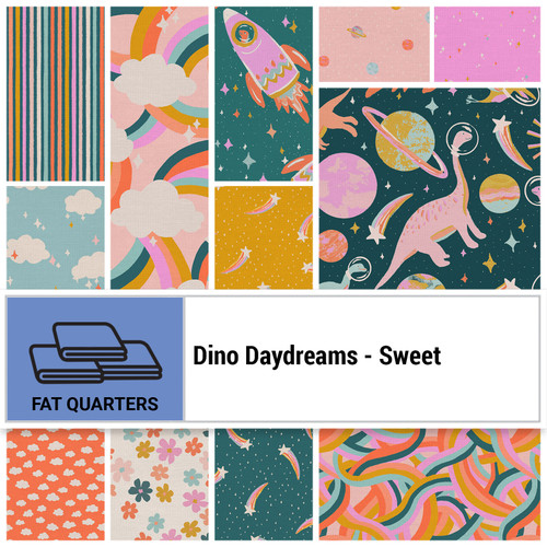 FAT QTR DINO DAYDREAMS SWEET (16) PK OF 5 EA