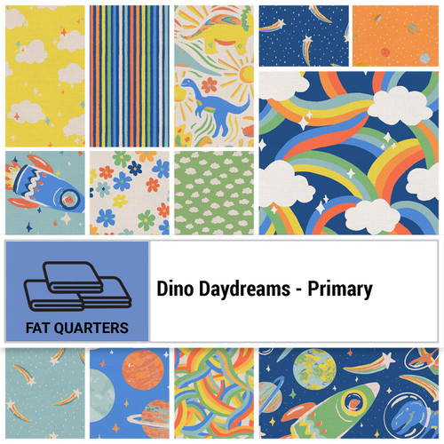 FAT QTR DINO DAYDREAMS PRIMARY (16) PK OF 5 EA