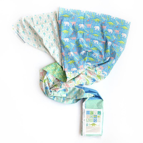 FAT QTR DINOSAUR STORIES BLUE (12) PK OF 5 EA