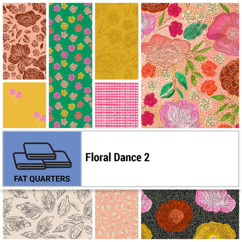 FAT QTR FLORAL DANCE 2 (10) PK OF 5 EA