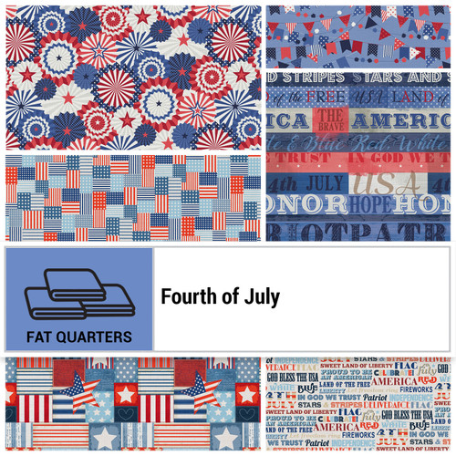 FAT QTR FOURTH OF JULY (6) PK OF 5 EA