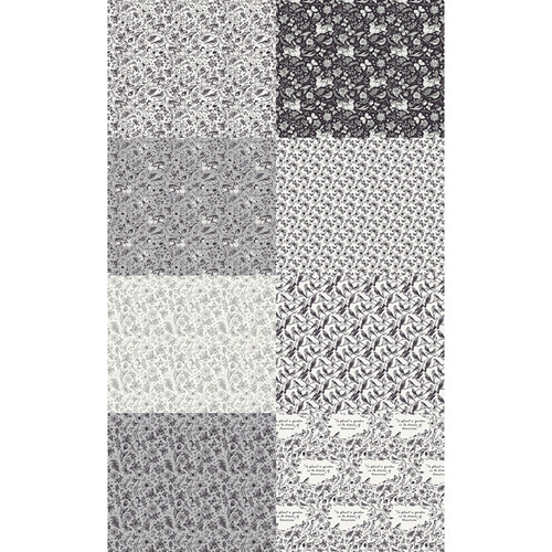 FAT QTR GARDEN DREAMS BLACK/WHITE (8) PK OF 5 EA