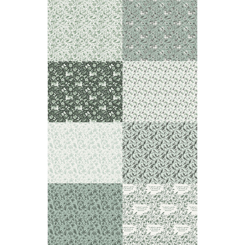 FAT QTR GARDEN DREAMS GREEN (8) PK OF 5 EA