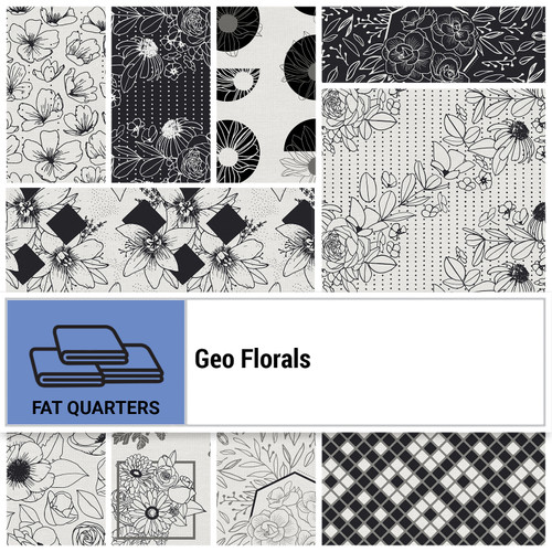 FAT QTR GEO FLORALS COTTON (10) PK OF 5 EA