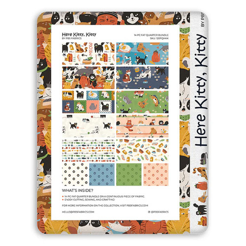 FAT QTR HERE KITTY KITTY (14) PK OF 5 EA
