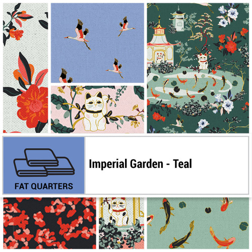 FAT QTR IMPERIAL GARDEN TEAL (7) PK OF 5 EA