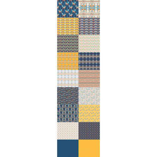 FAT QTR INDIAN ODYSSEY NAVY/YELLOW (18) PK OF 5 EA