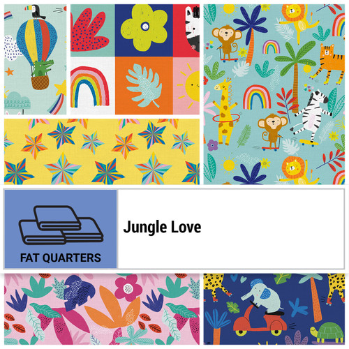 FAT QTR JUNGLE LOVE (6) PK OF 5 EA