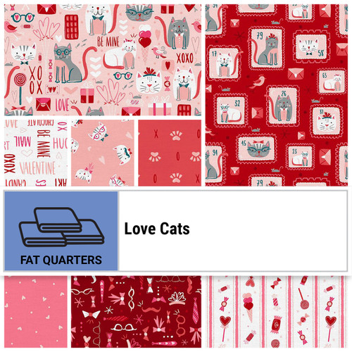 FAT QTR LOVE CAT (8) PK OF 5 EA