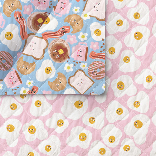 FOOD FACE 220 21934 PIN/BLU QUILTED PRINT MIN QTY: 30 YD