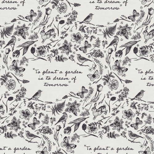 GARDEN DREAMS 350 25357 BLACK/WHITE ORG DBL GAUZE 50"