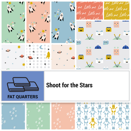 FAT QTR SHOOT FOR THE STARS BLUE (10) DBL GAUZE PK OF 5 EA