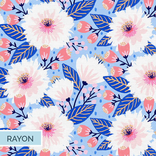 VIBRANT BLOOMS 390 22228 LT BLUE RAYON 56"