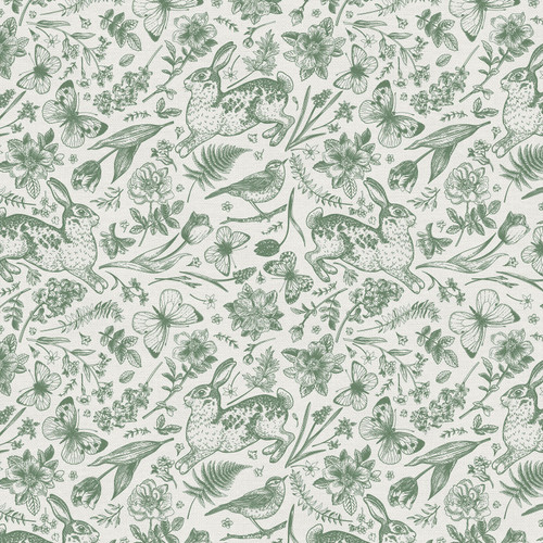 GARDEN DREAMS 390 25342 GREEN ON WHITE RAYON 55"