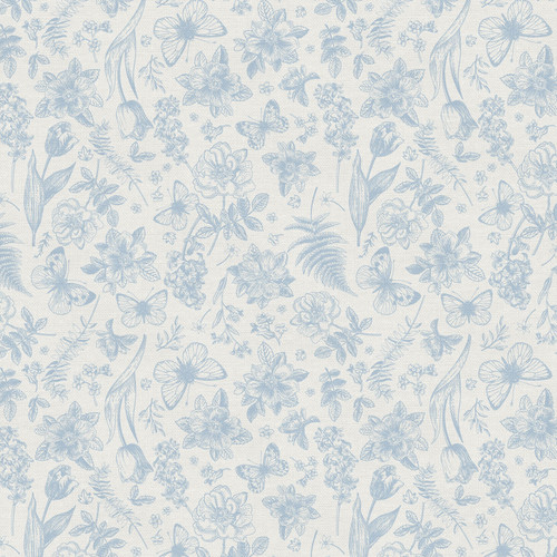 GARDEN DREAMS 390 25353 LT BLUE ON WHITE RAYON 55"