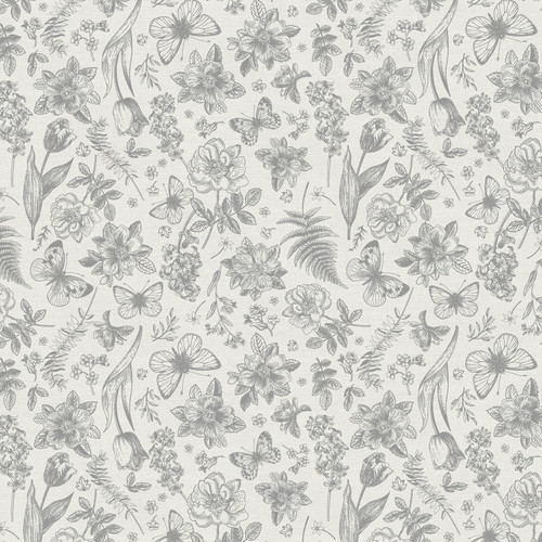 GARDEN DREAMS 390 25361 GREY ON WHITE RAYON 55"