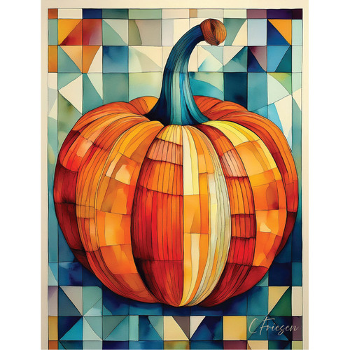 NOTE CARD PATCHWORK PUMPKIN PK OF 6 EA