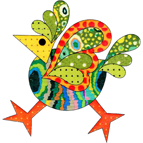APPLIQUE FUNKY CHICKEN #1 GRN