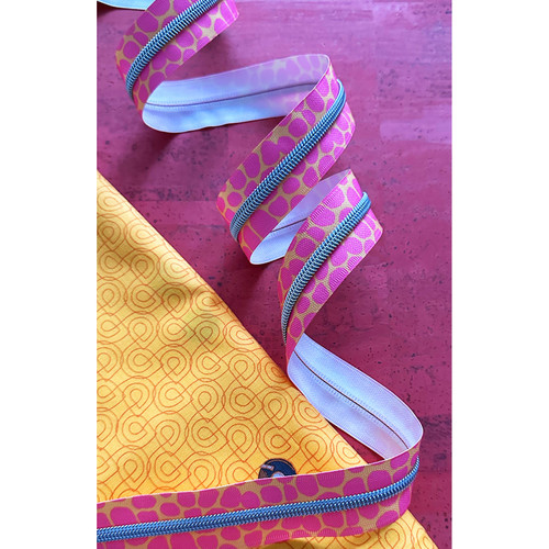 ZIPPER 108" PINK PEBBLE STRIPE NYLON (#5 COIL) NICKEL