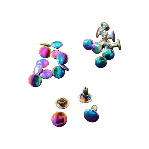 DOUBLE CAP RIVETS 12ct IRID RAINBOW