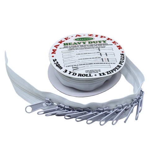 MAKE A ZIPPER HEAVY 3y WHITE & 12 ZIPPER PULLS