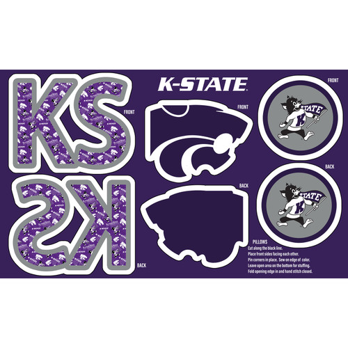 COLLEGE MINKY PRT KANSAS STATE PILLOW PNL 60"