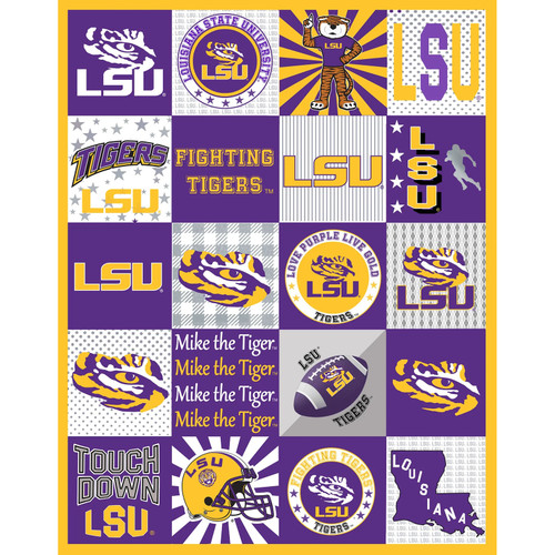 COLLEGE MINKY PRT LOUISIANA ST T-SHIRT PNL (6/BOLT) 60"