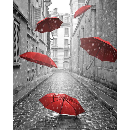 5D DIAMOND KIT RED UMBRELLAS 12"x 16"