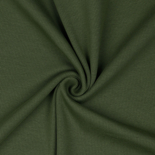 RIB JERSEY SOL ARMY GREEN COT/SPAN 57"