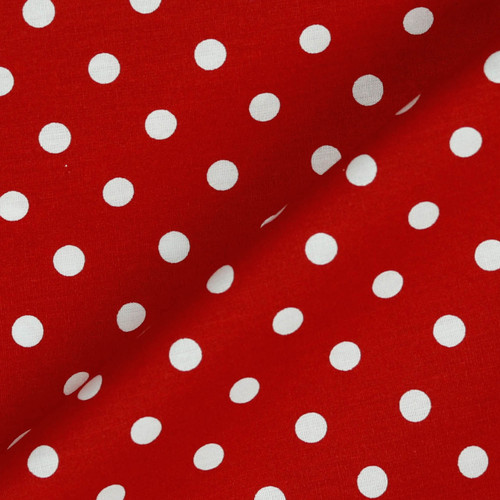 POPLIN DOTS RED COT 59"
