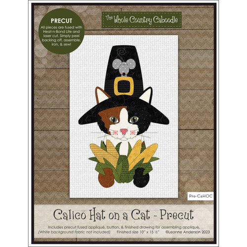 APPLIQ PK CALICO HAT ON CAT PREFUSED PRECUT