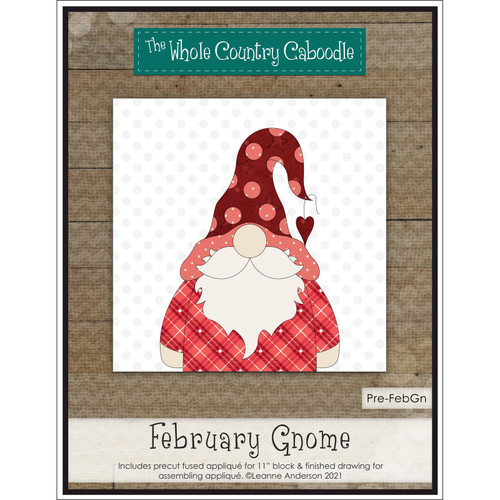 APPLIQ PK GNOME CALENDAR FEB PREFUSED PRECUT