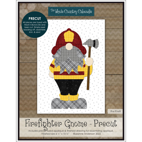 APPLIQ PK FIREFIGHTER GNOME PREFUSED PRECUT