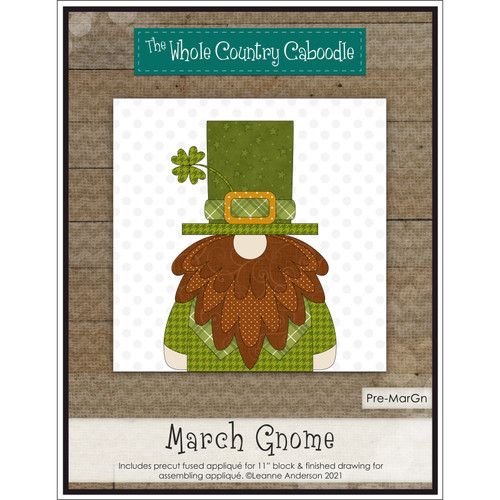 APPLIQ PK GNOME CALENDAR MAR PREFUSED PRECUT