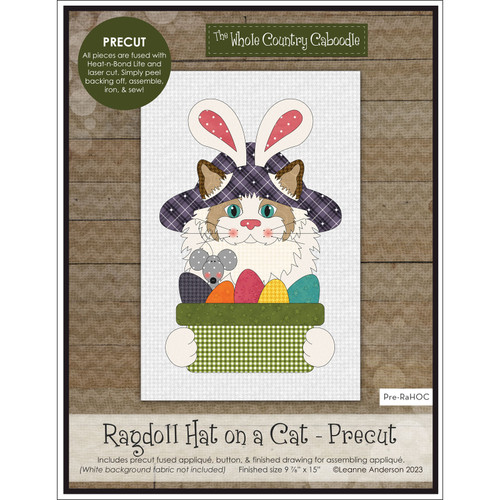 APPLIQ PK RAGDOLL HAT ON CAT PREFUSED PRECUT