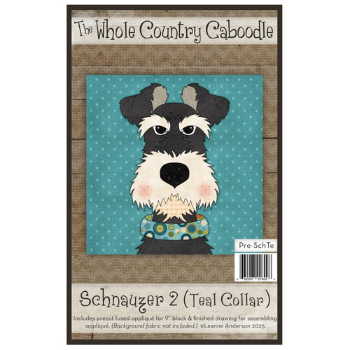 APPLIQ PK SCHNAUZER 2 TEAL COLL PREFUSED PRECUT
