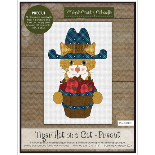 APPLIQ PK TIGER HAT ON CAT PREFUSED PRECUT