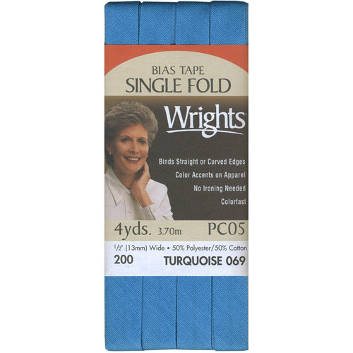 BIAS SIN FOLD .5" 4YD TURQUOIS PK OF 3 EA
