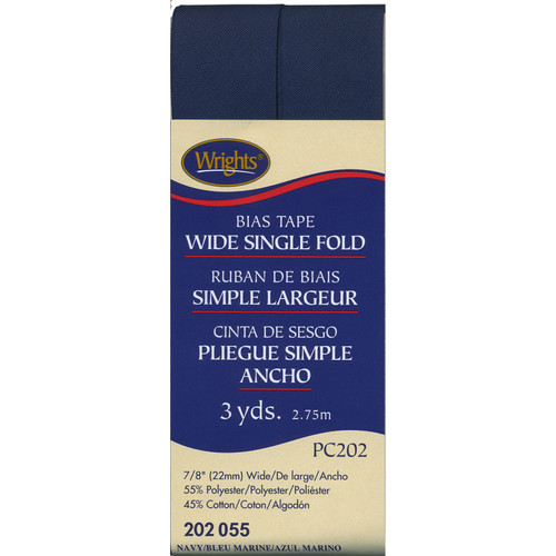 BIAS SIN FOLD .875"3YD NAVY PK OF 3 EA