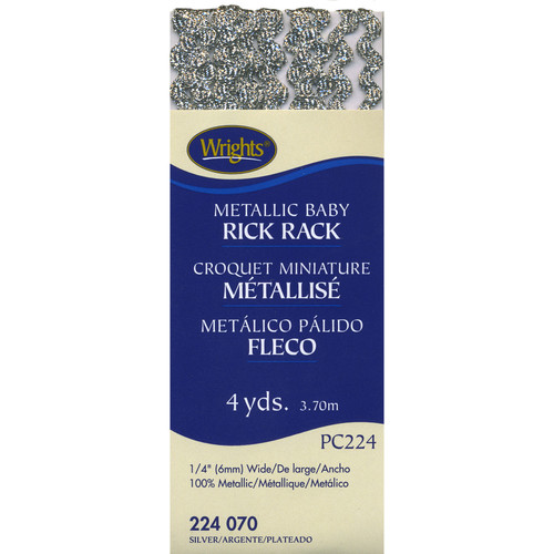 RICK RACK MET .25" 4YD SILVER PK OF 3 EA