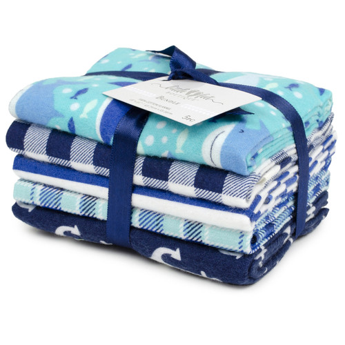 FAT QTR FLANNEL SEA (5) PK OF 3 EA