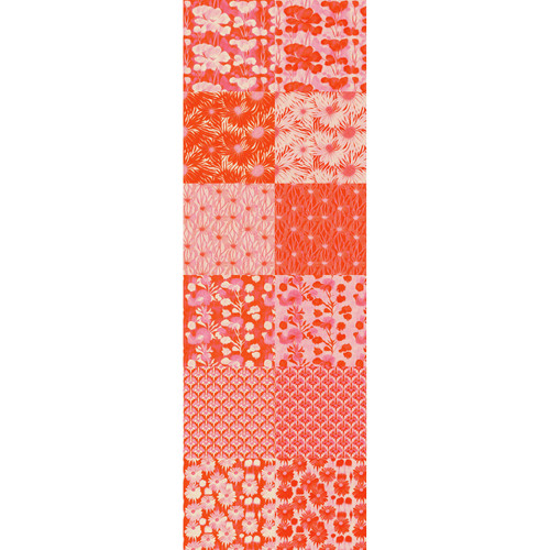 FAT QTR ABSTRACT FLORALS RED/PINK (12) PK OF 5 EA