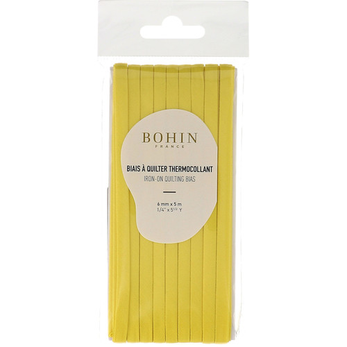 BIAS TAPE IRON ON  .25"x5.5YD YELLOW PK OF 6 EA
