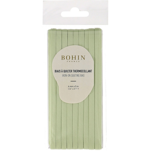 BIAS TAPE IRON ON  .25"x5.5YD ALMOND GREEN PK OF 6 EA
