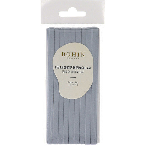 BIAS TAPE IRON ON  .25"x5.5YD GREY BLUE PK OF 6 EA