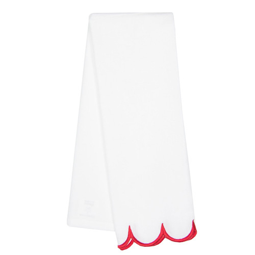 TEA TOWEL WHT BR RD SCALLOP PK OF 6 EA