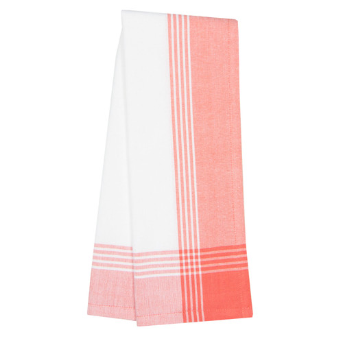 TEA TOWEL STR BORD CORAL PK OF 6 EA