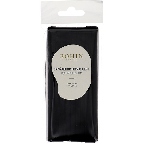 BIAS TAPE IRON ON  .25"x5.5YD BLACK PK OF 6 EA